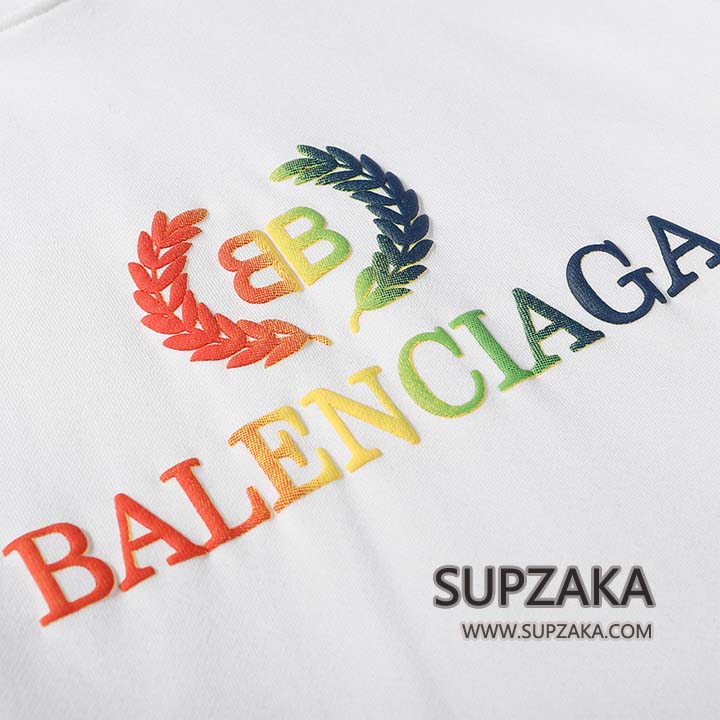 バレンシアガ プルパーカー レインボーロゴ刺繍