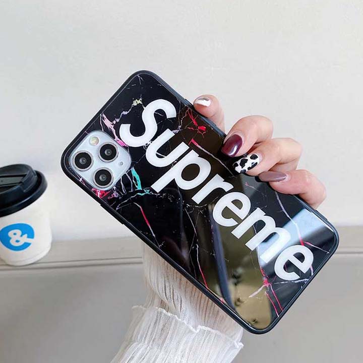 シュプリーム iPhone12 ケース 背面ガラス