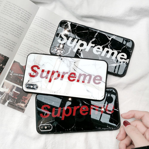SUPREME iPhoneXS Max ケース 背面ガラス 大理石柄