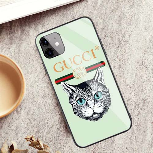 GUCCI 背面ガラス iPhone11 pro max ケース 猫